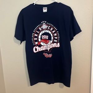 JERZEES Navy Blue Cleveland Indians Graphic Tee Shirt